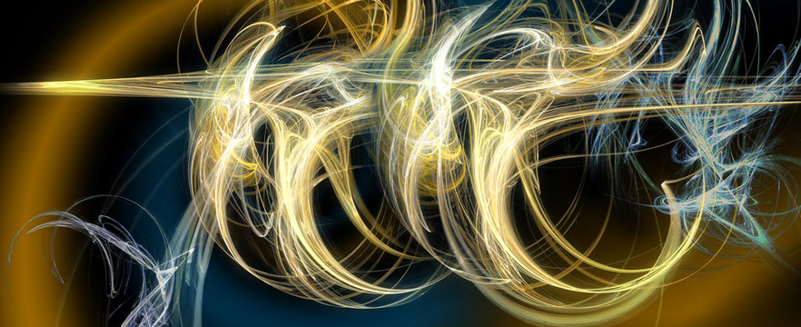 Blue and gold futuristic abstract art wallpaper