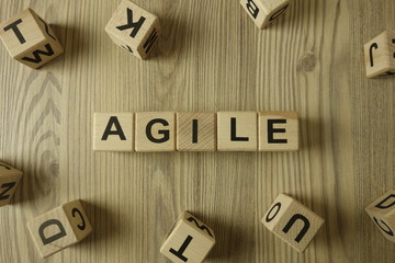 Word agile from wooden blocks