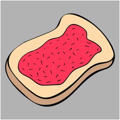 vector illustration of Toast with jam isolated on a gray background