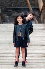 Fototapeta premium Cute boy and girl posing