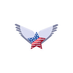 Isolated usa flag star with wings vector design