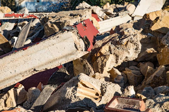 Full frame take of demolition rubble