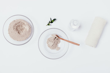 Natural cosmetic ingredients for homemade cleansing clay mask