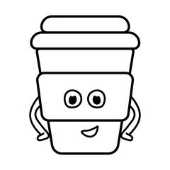Happy cartoon cup of coffee. Vector flat illustration