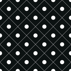 Seamless inverse black and white vintage basic diamonds and circles textile pattern vector