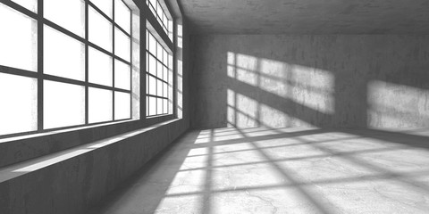 Dark concrete empty room. Modern architecture design