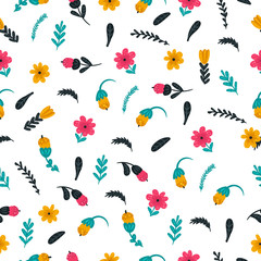 Vector hand drawing seamless pattern. Background with cute doodle illustrations. Valentine's day