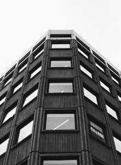 Modernist brutal building corner black and white