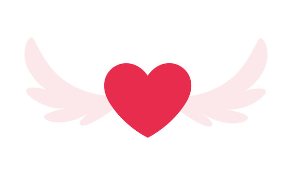 hearts with wings on white background