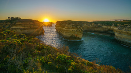 mutton bird island at sunrise, great ocean road in victoria, australia