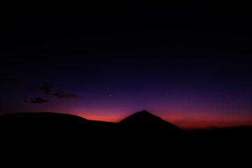 Sunset over volcano mount teide tenerife