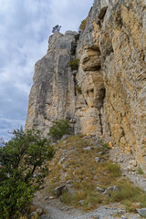 Fototapeta na wymiar Sheer cliff in the Crimean mountains.