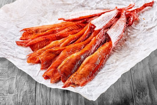 Fresh hot and cold smoked fish is a very tasty snack