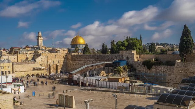 Timelapse of the Western Wall Plazza in Jerusalem, Isrsel