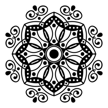 Black and white mandala for coloring page