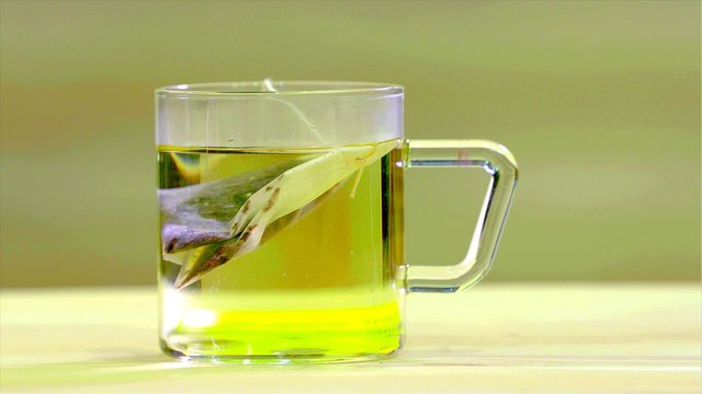 Bag of tea in a cup