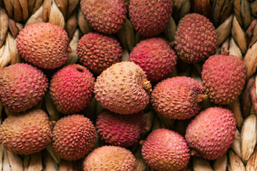 Lychee. Sweet Thai exotic tropical fruit.