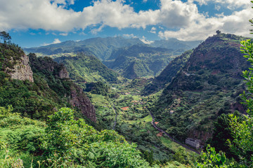 Fototapeta na wymiar Panorama view on epic Madeira island rainforest