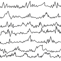 black and white set cardiogram lines of heart