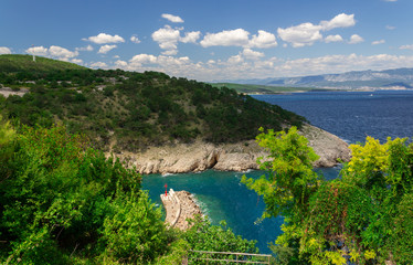 Croatia, Krk island. Sea and mountain views. Holidays on the Adriatic sea.