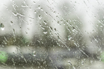 Raindrops on the glass. Bad weather.
