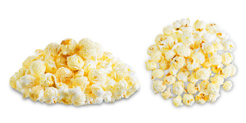 Salt popcorn on a white isolated background