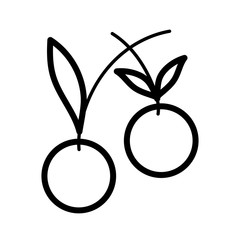 tasty fresh fruit cherry icon on white background thick line