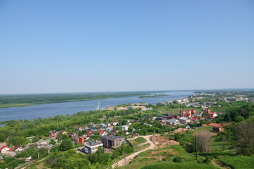 Cottage village on the shore of the Volga River