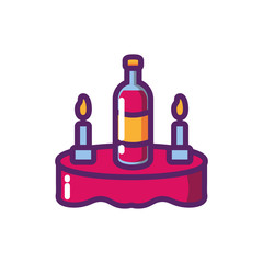 Isolated wine bottle and candles over table vector design