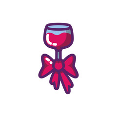 Isolated wine cup with bowtie vector design