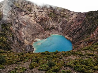 Volcano Irazú (Irazu) from above with a beautiful blue lake in the Volcano crater, Costa Rica