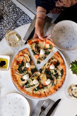 pizza with mushrooms and cheese