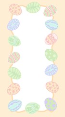 Happy easter social media, stories frame with paschal eggs. Copy space. Place for text. Vector