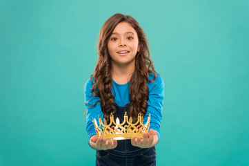 this is for you. luxury and success. find your motivation. small girl in queen crown. feel like big...
