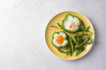 Fried Eggs Shamrock in Green Pepper rings for St. Patrick's Day healthy breakfast
