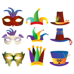 Set of mardi gras icons