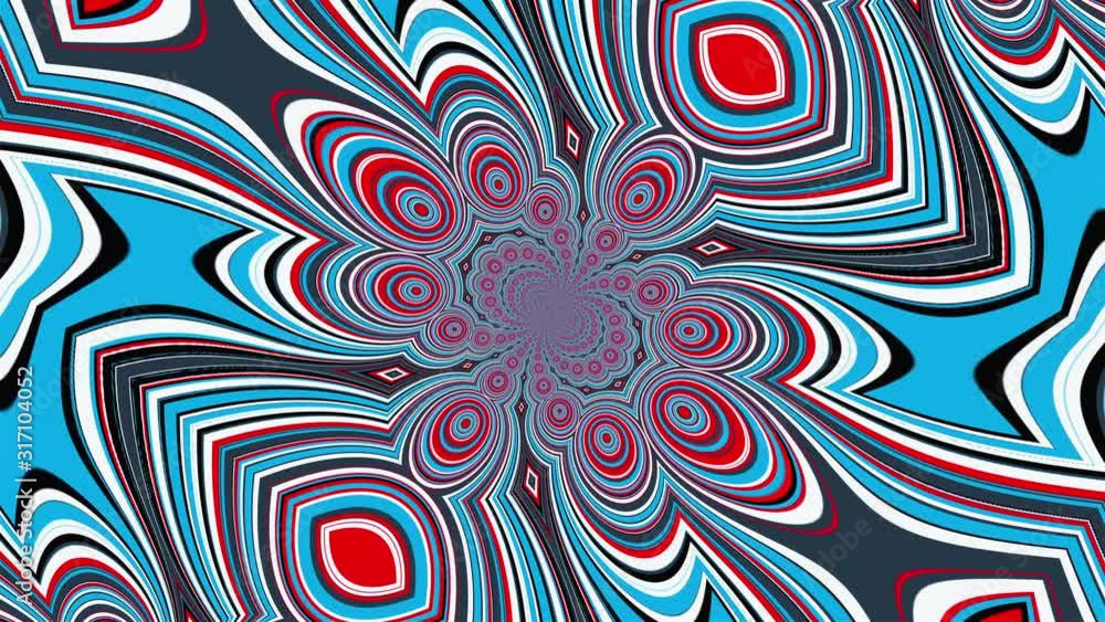Aufkleber swirling mandala with a colored striped elements forming the petals and circles. 3d rendering of a c