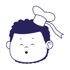 cartoon boy with cute little hat icon, flat design