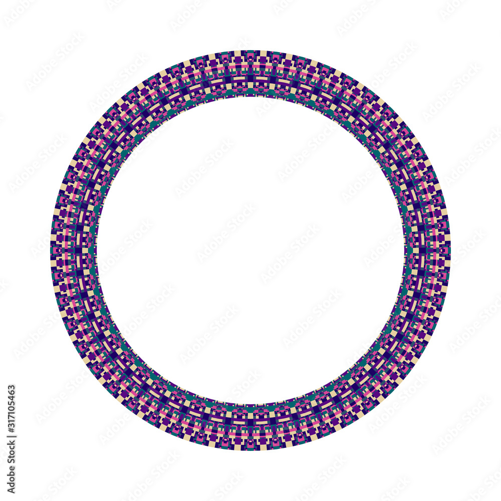 Poster isolated colorful abstract tiled mosaic circle frame - geometrical circular vector element on white 