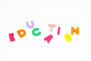 Education writing on white background