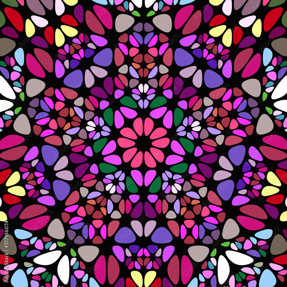 Poster abstract geometrical stone mosaic background - psychedelic colorful circular hypnotic vector art wit
