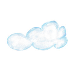 Watercolor blue cloud isolated on white background