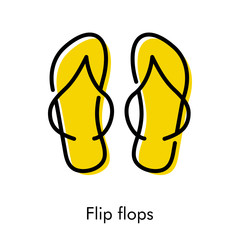 Icono plano lineal chanclas con color amarillo