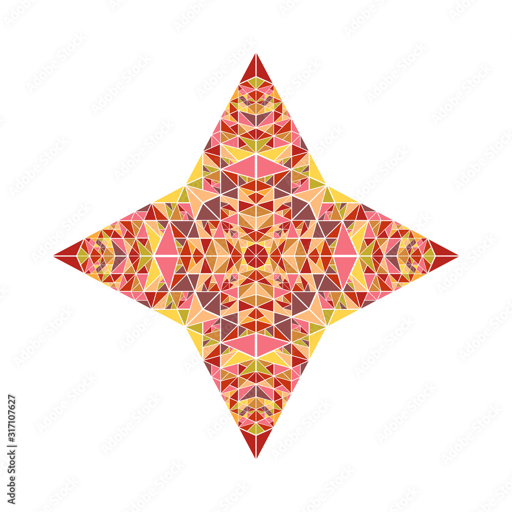 Poster colorful isolated triangle mosaic star symbol - geometric geometrical ornamental vector design eleme