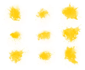 Fototapete Formen Set of yellow paint blots. Yellow paint splash brushes  © Александр Ковалёв