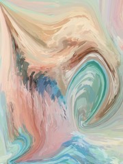Turquoise pink, abstract, spiral, pale blue with pink marbling pattern. Pink-blue marbled liquid texture.
