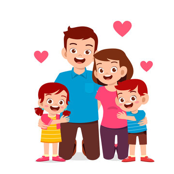 happy family hugging together cartoon clip art preview