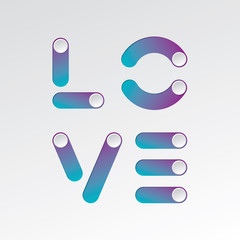 Love Logo as Square Composition of Blank On Off Toggle Switch Buttons Valentines Day Creative Concept - Multicolor on White Background - Gradient Graphic  Design
