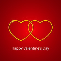 Obraz na płótnie Canvas Valentines day design. Two golden hearts symbol, sign. Vector background