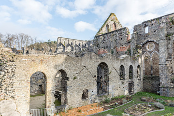Fototapeta na wymiar Villers Abbey abbaye de Villers is an abandoned ancient Cistercian abbey